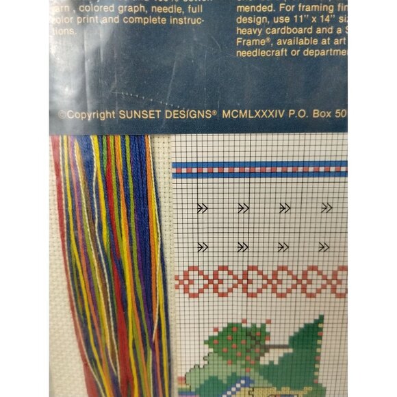 Vintage Sunset Counted Cross Stitch Rainbow and Hearts Sampler Kit 1984 - Picture 5 of 7